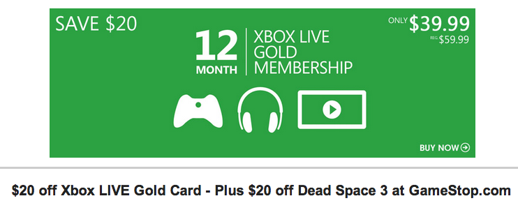 Video Game Coupon Codes & Deals: Xbox Live 12 month Card only $39 and Xbox 360 Halo 4 only