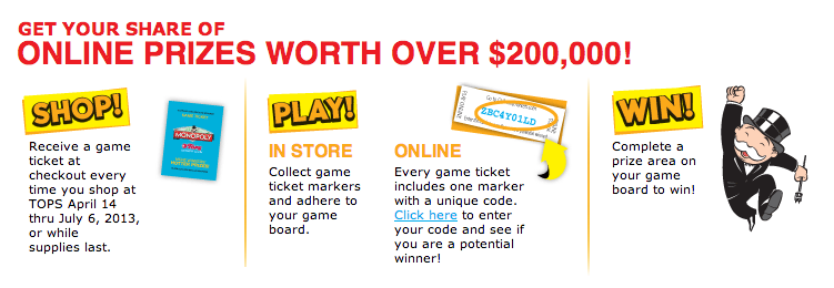 Tops Monopoly Click To Card Coupon Tops Online Monopoly Game Coupons