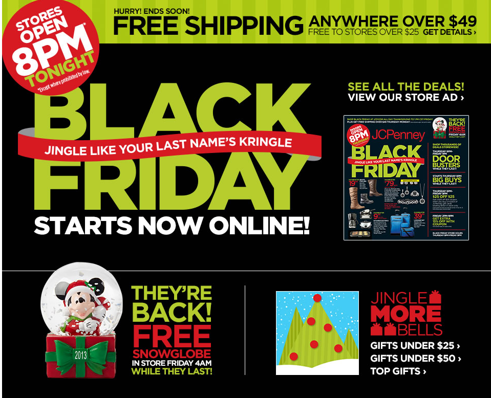 JCPenney Black Friday Deals 2013 are online now and save with 15% Coupon Code now plus Free ...
