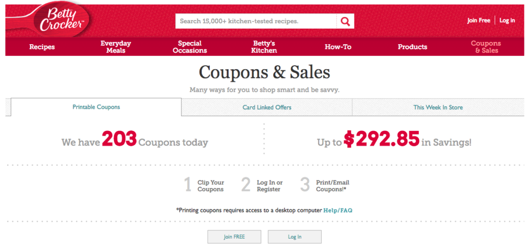 Print Betty Crocker Coupons here