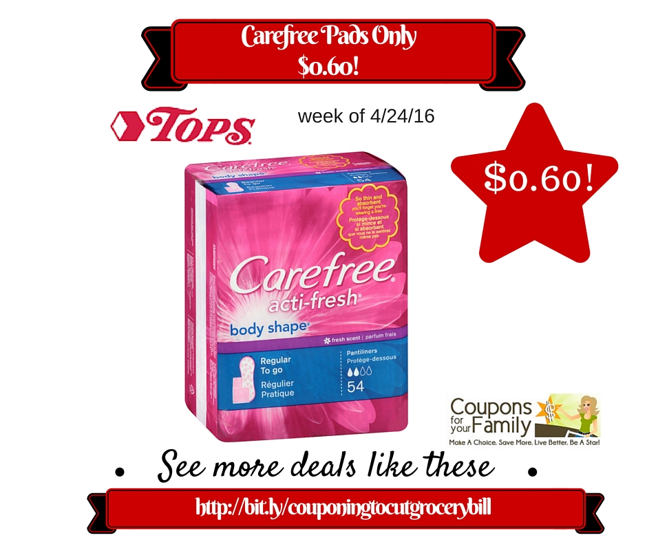Carefree pads coupons