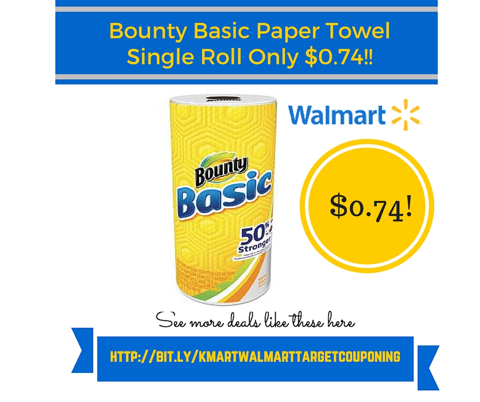 Walmart Coupon Matchup Bounty Basic Paper Towel Single Roll Only 0 74