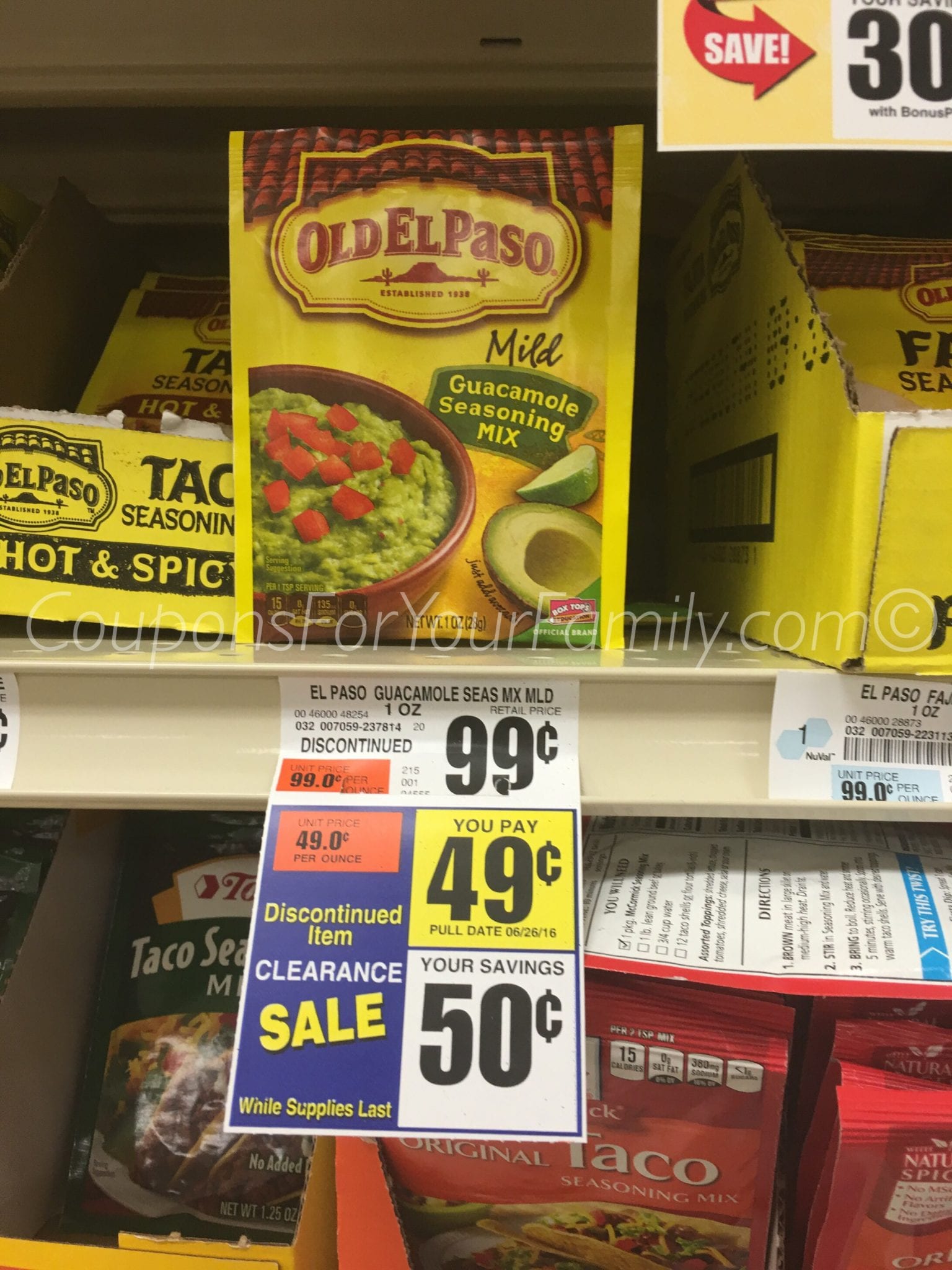 Tops Clearance Deal Free Old El Paso Guacamole Mix!!
