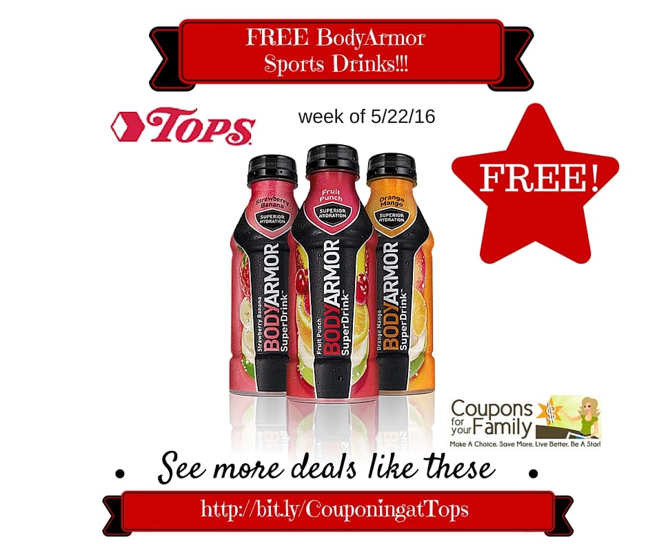 Tops Coupon Deal FREE BodyArmor Sports Drinks