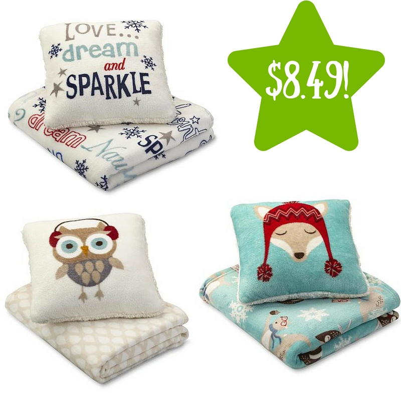 Sears: 2-Piece Cannon Plush Pillow & Throw Gift Set Only $8.49 (Reg. $25)