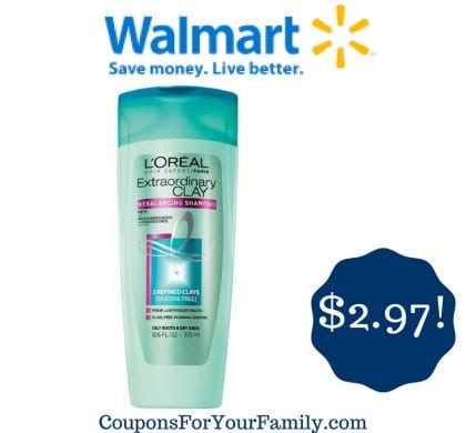 Walmart: L’Oreal Extraordinary Clay Rebalancing Shampoo or Conditioner Only $2.97