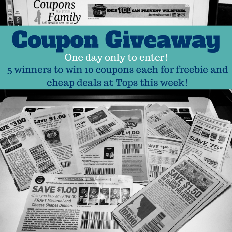 10 Tops Deals with Insert coupons PLUS Coupon Giveaway 5 winners win