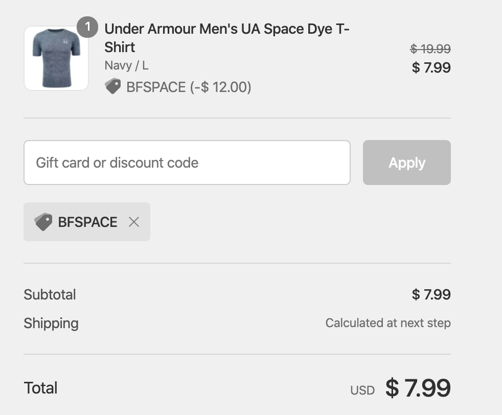 Under Armour T Shirt coupon code