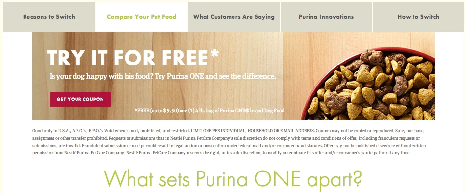 Free Purina One Dog Food