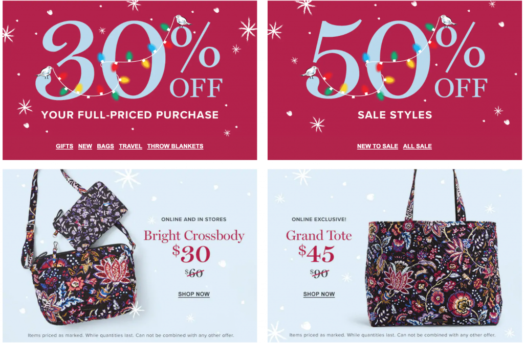 Vera Bradley Cyber Monday Coupons & Deals 2019 50 off, deals for 10