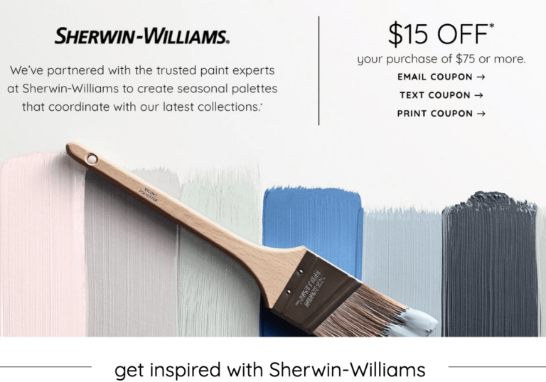 Sherwin Williams Coupon 15 off 75 purchase!