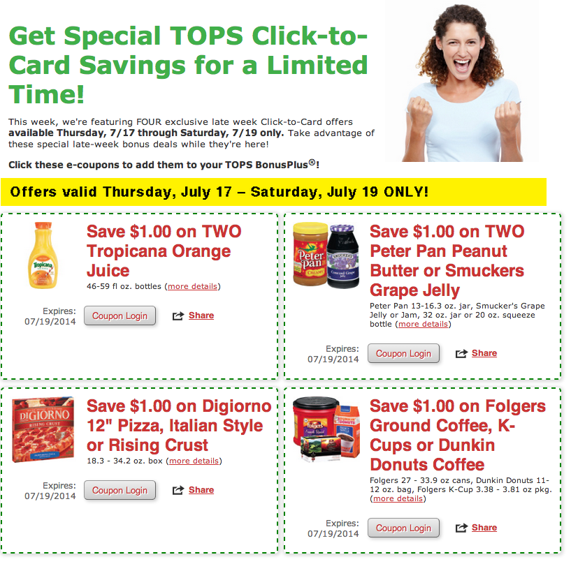 Tops Click to Card coupons