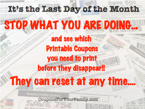 End of the Month Coupons to Print February 2015