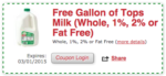 Printable Tops Market Coupons --Free Milk Click to Card plus Health ...