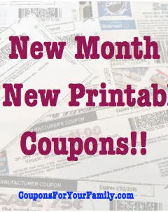 New Monthly Printable Coupons