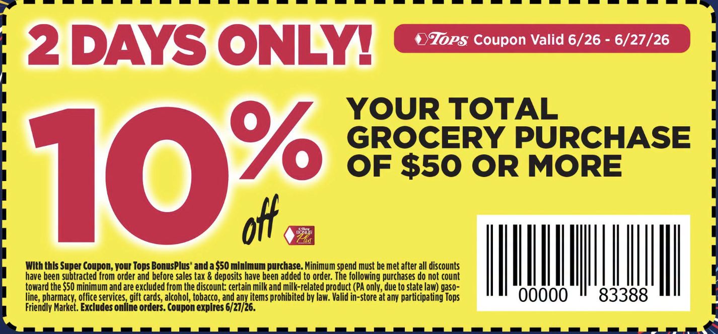 Tops markets coupon