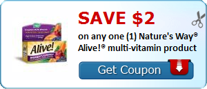 Save $2.00 on any one (1) Nature's Way® Alive!® multi-vitamin product