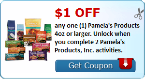 $1.00 off any one (1) Pamela's Products 4oz or larger. Unlock when you