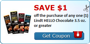 Save $1.00 on the purchase of any one (1) Lindt HELLO Chocolate 3.5 oz ...