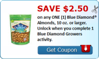 Save $2.50 on any ONE (1) Blue Diamond® Almonds, 10 oz. or larger ...