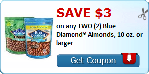 Save $3.00 on any TWO (2) Blue Diamond® Almonds, 10 oz. or larger