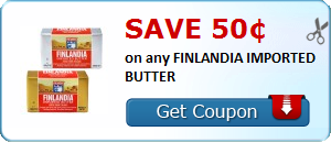 Save 50¢ on any FINLANDIA IMPORTED BUTTER