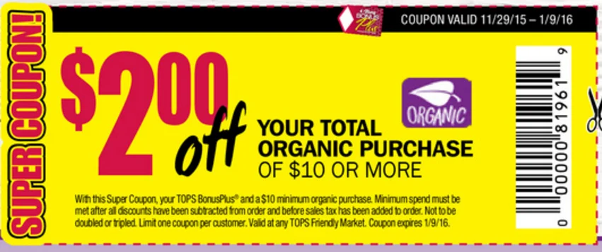 tops Organic Coupon