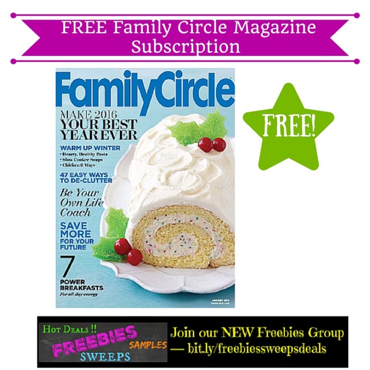 Freebies Offer FREE Family Circle Magazine Subscription
