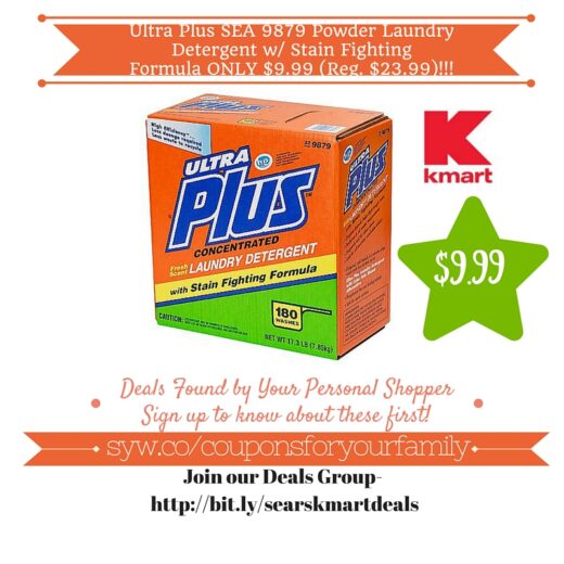 Kmart Ultra Plus SEA 9879 Powder Laundry Detergent w/ Stain Fighting Formula Only 9.99 (Reg