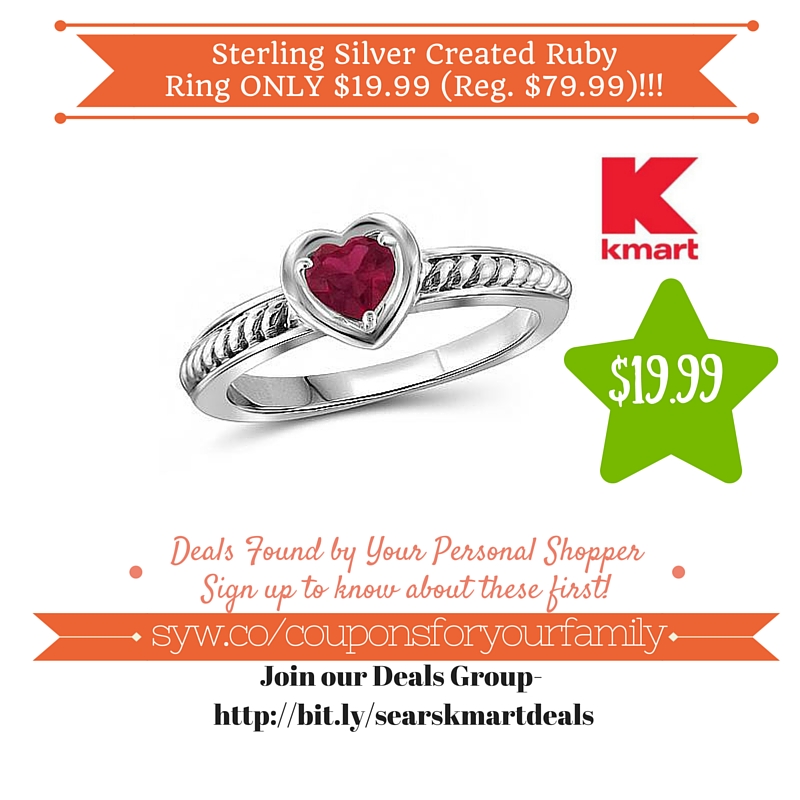 Kmart Sterling Silver Created Ruby Ring Only 19.99 (Reg. 79.99)