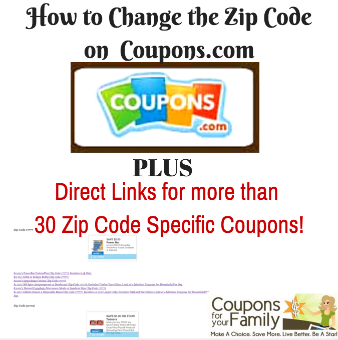 how to change the zipcode in coupons.com