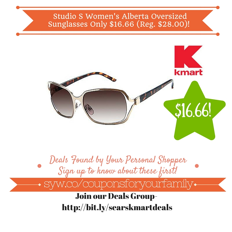 Kmart Studio S Women's Alberta Oversized Sunglasses Only 16.66 (Reg