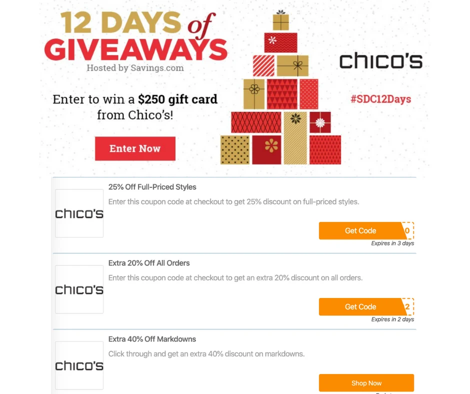 chicos coupon codes