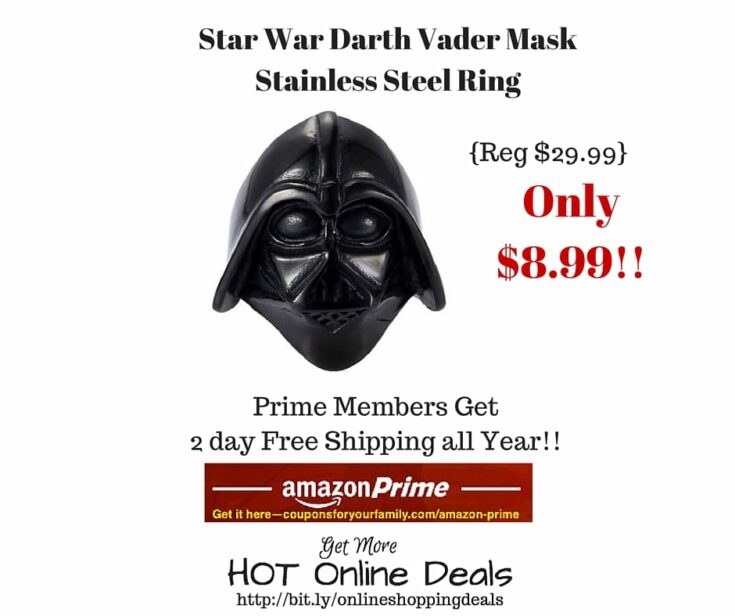 Amazon Deals Star War Darth Vader Mask Stainless Steel Ring Only 8.99