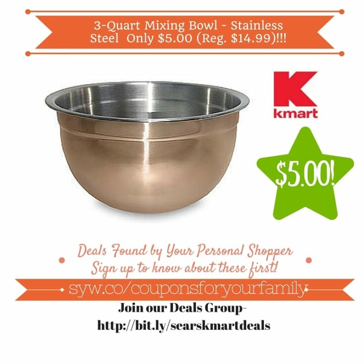 Kmart Retail Deals 3Quart Mixing Bowl Stainless Steel Only 5.00