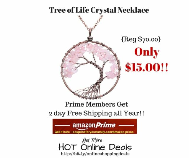 Amazon Deals Tree of Life Crystal Necklace Only 15.00 (Reg. 70.00)