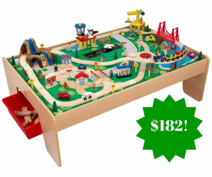 kidkraft waterfall mountain train set & table