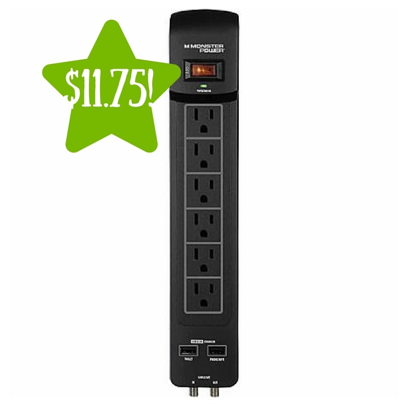Kmart: Monster Cable 6 Outlet Surge Protector w/USB Charging Only $11.75 After Points (Reg. $40)