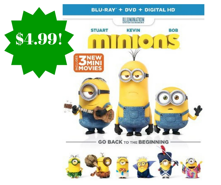 Amazon: Minions (Blu-ray + DVD + DIGITAL HD) Only $4.99 (Reg. $16)