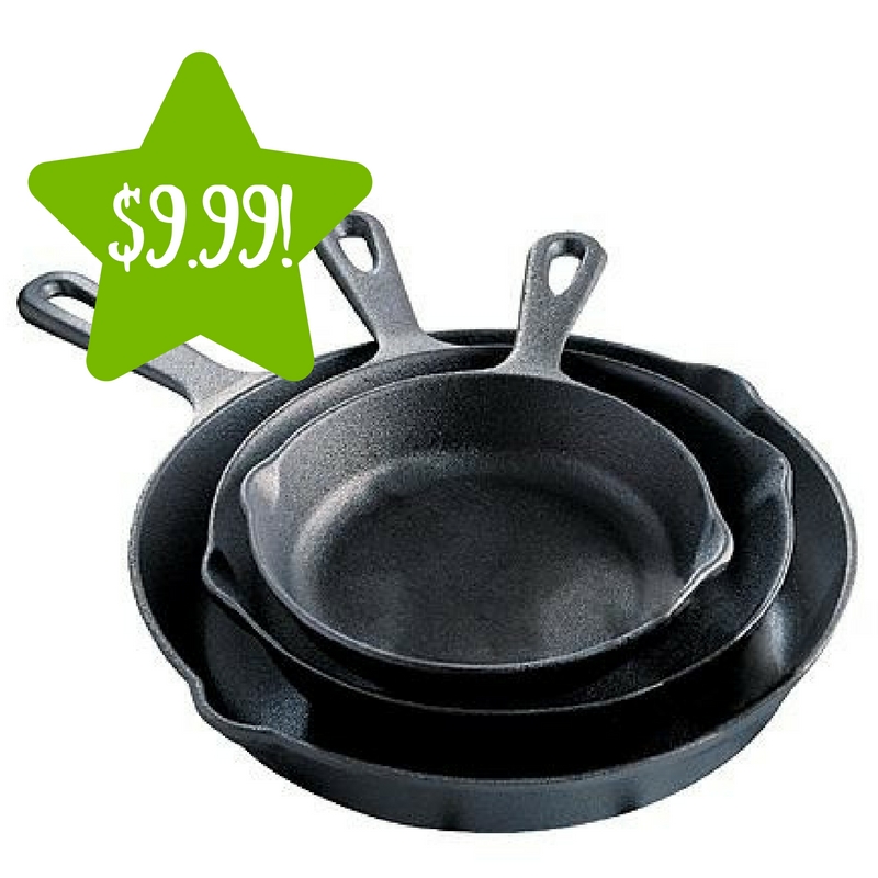 Kmart: Essential Home 3 Piece Cast Iron Fry Pan Set Only $9.99 (Reg. $20)