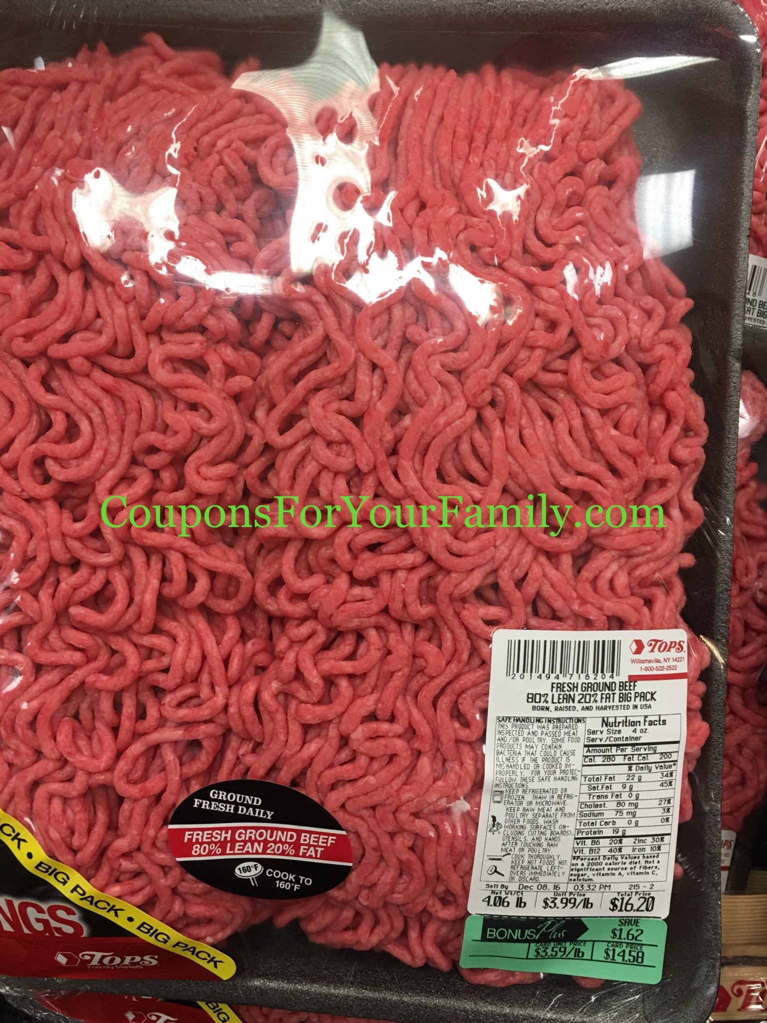 Tops Ground Beef Meal Deal Recipe Rounduponly 3.59 lb plus 9 free