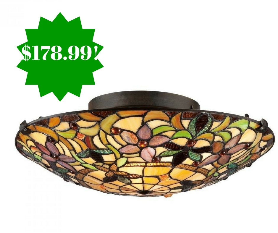 Amazon: Tiffany Round Glass Flush Mount Ceiling Lighting Only $178.99 Shipped