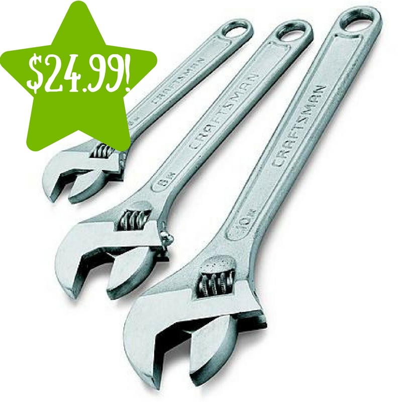 Sears: Craftsman 3 pc. Adjustable Wrench Set Only $24.99 (Reg. $40)