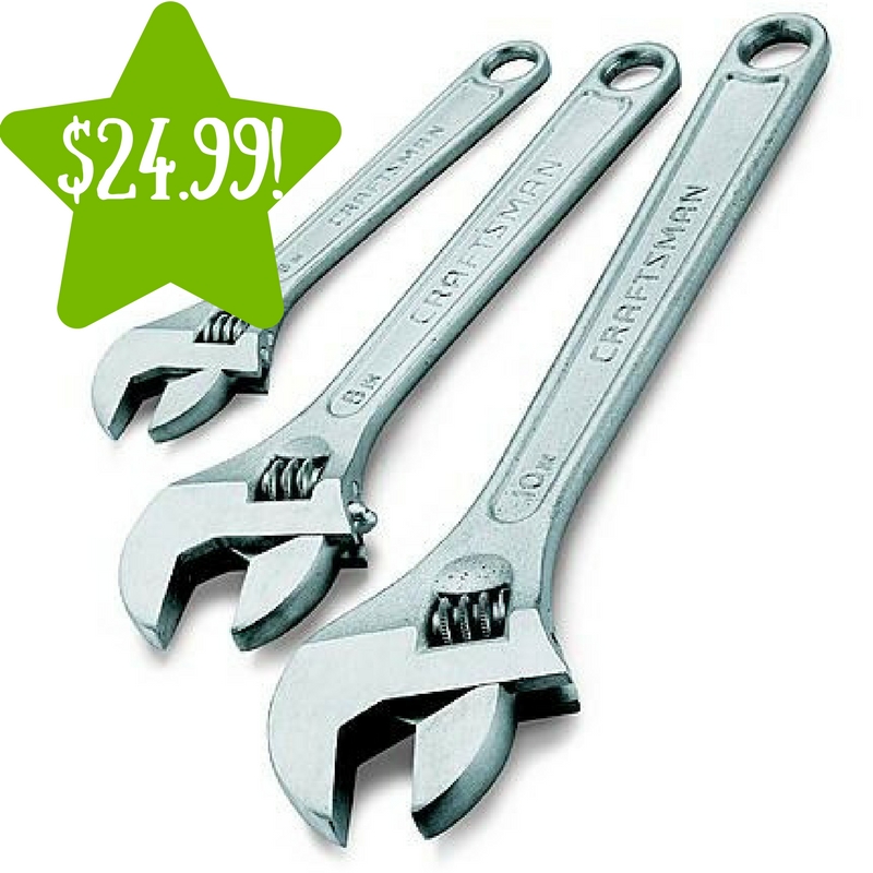Sears Craftsman 3 pc. Adjustable Wrench Set Only 24.99 (Reg. 40)