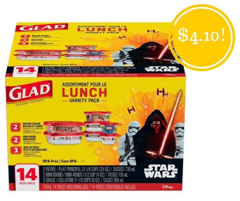 Walmart: Glad Lunch Variety Pack Star Wars Food Storage Containers Only $4.10