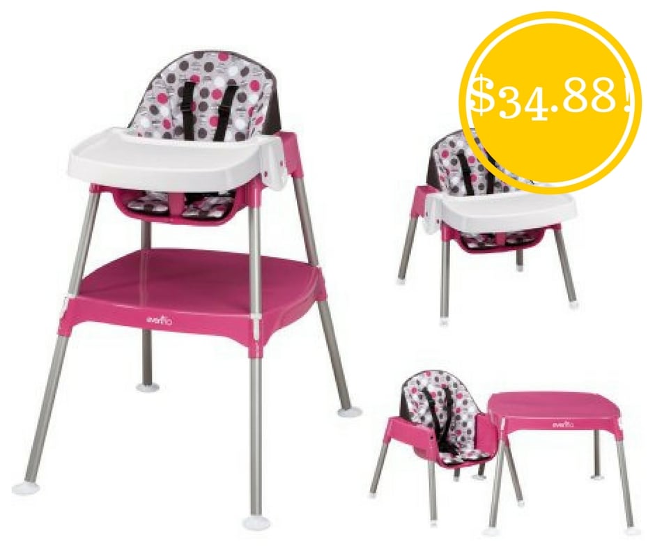 Walmart: Evenflo Dottie Rose Convertible High Chair Only $34.88 (Reg. $60)