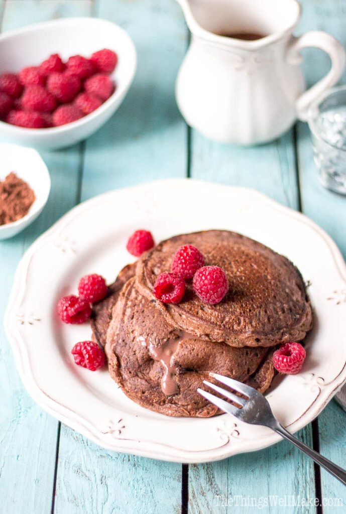 stuffed double chocolate grain free pancakes