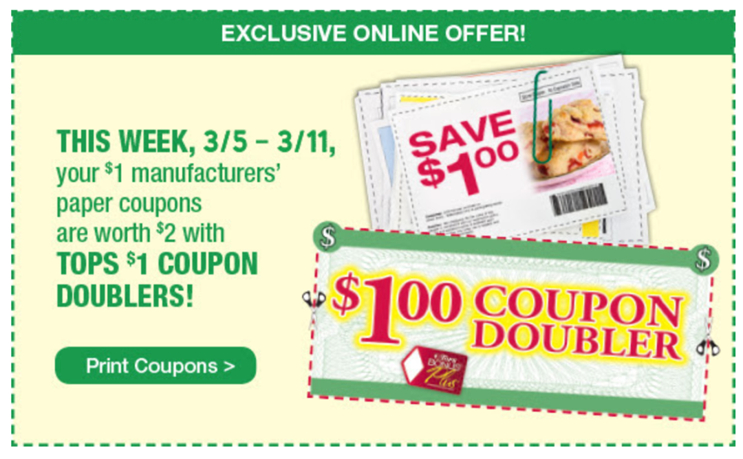 SURPRISE Tops Markets has Online Dollar Doublers starting 3/5