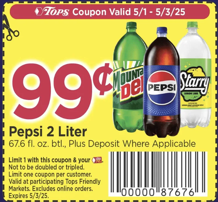 Tops $.99 Pepsi coupon