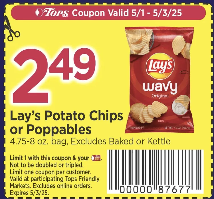 Tops $2.49 Lays